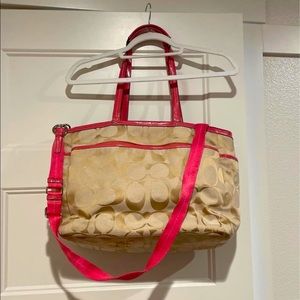 Coach tote pink and tan
